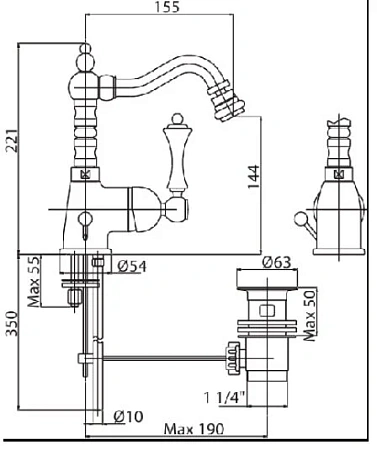 Смеситель для биде Cezares Margot MARGOT-BSM2-01-Bi хром, белый