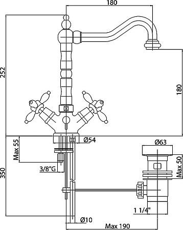 Смеситель Cezares Nostalgia LS2 02 для раковины