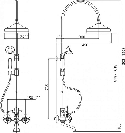 Душевая стойка Cezares LORD-CVD-01, хром