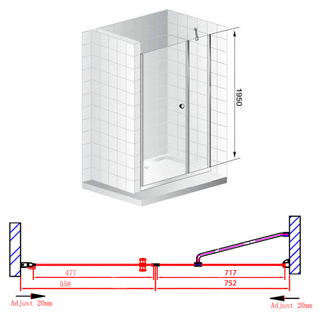 Душевая дверь в нишу Cezares Elena W B11 80/60 C Cr