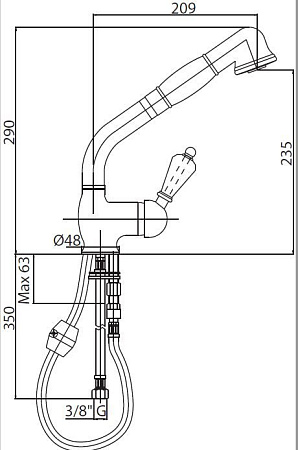 Смеситель для кухни Cezares VINTAGE-LLDM-03/24-Sw, золото