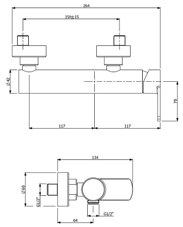 Смеситель для душа Cezares GLAM-DM-NOP, черный