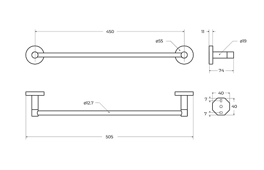 Полотенцедержатель Cezares Relax RELAX-TH-50-01 хром