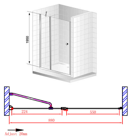 Душевая дверь в нишу Cezares Elena B12 90 P Cr L