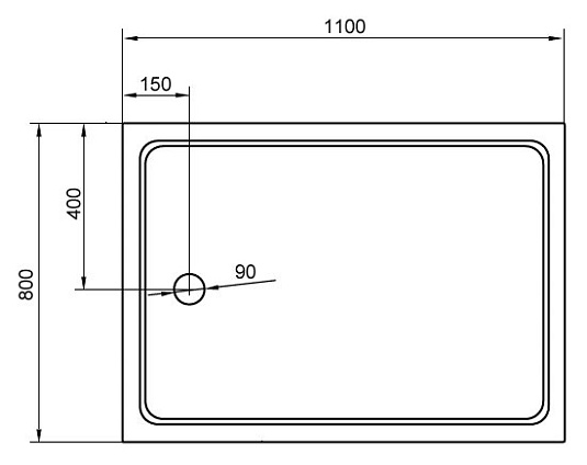 Поддон для душа Cezares Tray прямоугольный 110/80 акриловый