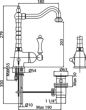 Смеситель Cezares Margot MARGOT-LSM2-02-Bi для раковины