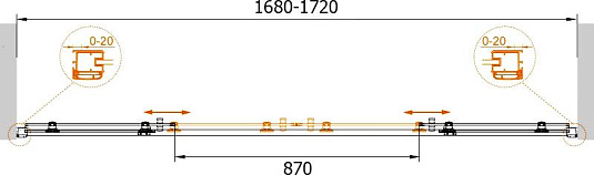 Душевая дверь в нишу Cezares Anima W BF2 170 P Cr