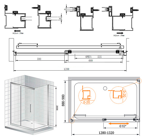 Душевой уголок Cezares Lux soft W AH1 130/90 C Cr IV