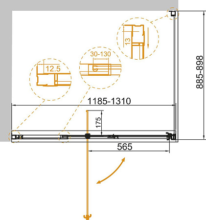 Душевой уголок Cezares VARIANTE-AH-1-120/130-90-C-Cr стекло прозрачное
