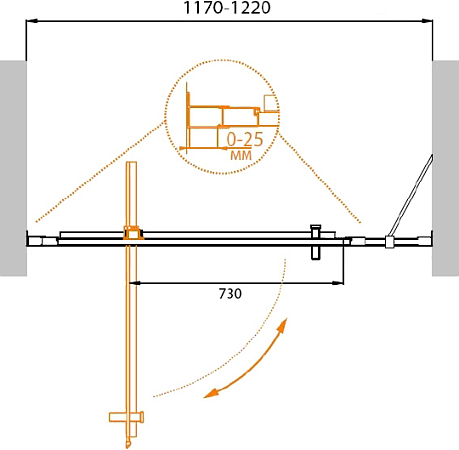 Душевая дверь в нишу Cezares MOLVENO-BA-11-100+20-C-Cr-IV стекло прозрачное