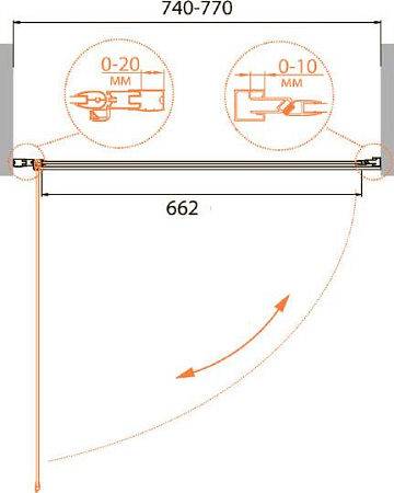 Душевая дверь в нишу Cezares RELAX-B-1-75-C-Bi стекло прозрачное