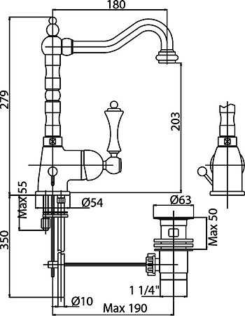 Смеситель Cezares Margot MARGOT-LSM2-03/24-Bi для раковины
