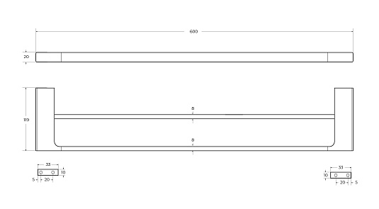 Полотенцедержатель двойной Cezares Slider SLIDER-THD-60-NOP черный матовый