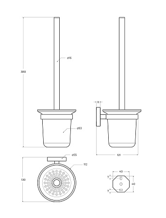Ершик для унитаза Cezares Relax RELAX-TBS-V-NOP черный матовый
