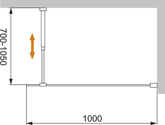 Душевая перегородка Cezares LIBERTA-L-1-100-BR-NERO 100 см. тонированное