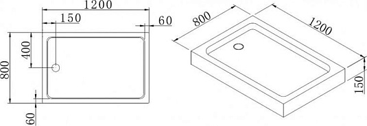Поддон для душа Cezares Tray 120/80