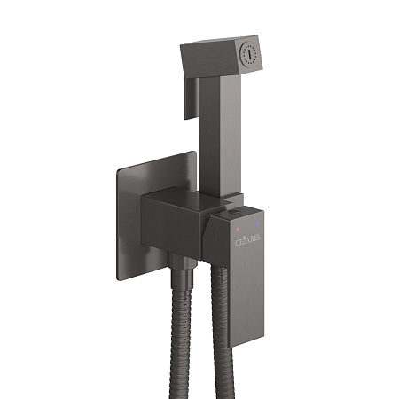 Гигиенический душ Cezares Slider SLIDER-DIF-GM со смесителем, оружейная сталь