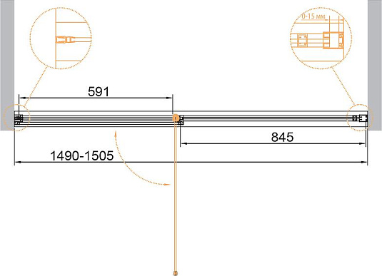 Душевая дверь Cezares Urban 150 URBAN-B-12-150-C-CR, профиль хром, стекло прозрачное
