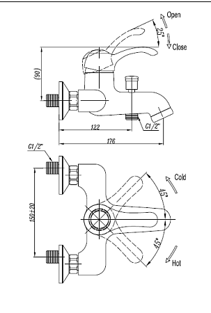 Смеситель для ванны с душем Cezares Lira LIRA-M-VDM1-01 хром