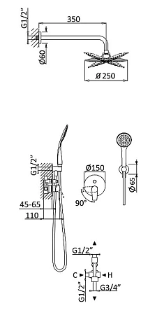 Душевая система Cezares Nautic NAUTIC-DSIP-01 хром