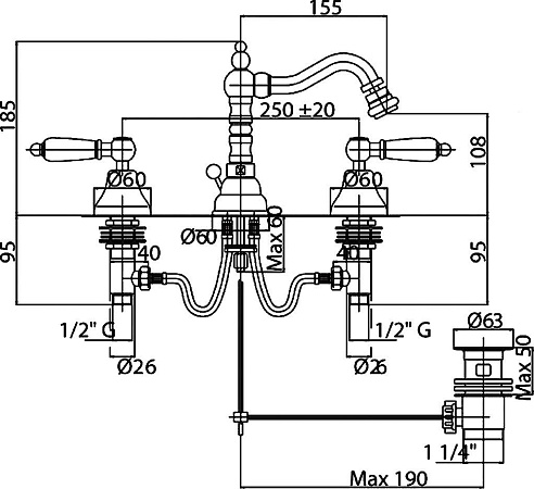 Смеситель Cezares Lord LORD-BBS2-01 для биде