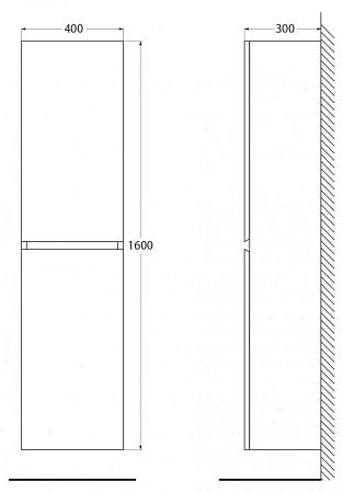 Шкаф-пенал Cezares Molveno MOLVENO-1600-2A-SC-ANTR черный