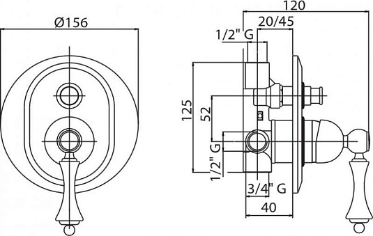Смеситель для душа Cezares MARGOT-VDIM-01-Bi/A, хром