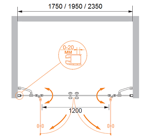 Душевая дверь в нишу Cezares ELENA-W-B-22-240-C-Cr стекло прозрачное