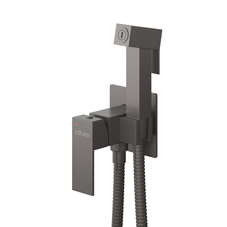 Гигиенический душ Cezares Slider SLIDER-DIF-GM со смесителем, оружейная сталь