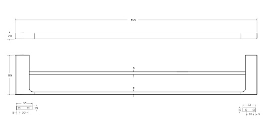 Полотенцедержатель двойной Cezares Slider SLIDER-THD-80-GM оружейная сталь