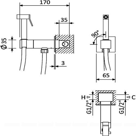 Гигиенический душ Cezares Porta PORTA-DIF-SR со смесителем, sunrise