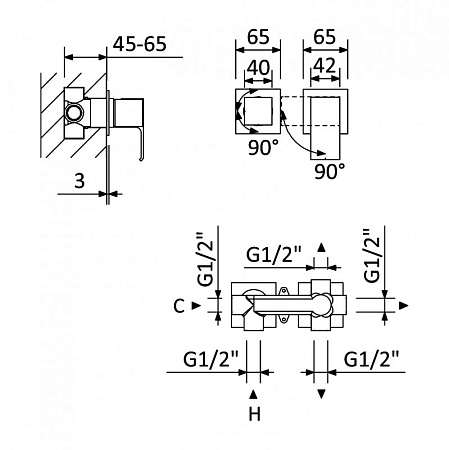 Смеситель для душа Cezares Porta PORTA-VDIM3-M-SR sunrise