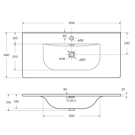 Накладная раковина Cezares Molveno 101 CZR-8099-100 белый глянец