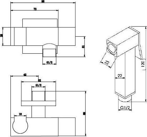 Гигиенический душ со смесителем Cezares CZR-L-DIF-02, бронза