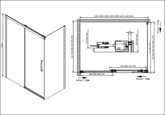 Душевая дверь в нишу Cezares LUX-SOFT-W-BF-1-140-C-Cr-IV стекло прозрачное