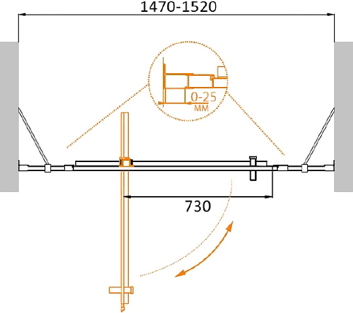 Душевая дверь в нишу Cezares MOLVENO-BA-12-100+50-C-Cr-IV стекло прозрачное