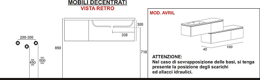 Тумба для комплекта Cezares Avril 54401 bianco lucido