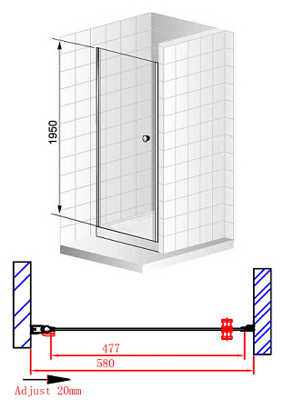 Душевая дверь в нишу Cezares Elena W B1 60 C Cr