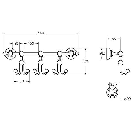 Крючок Cezares Aphrodite APHRODITE-THK-01-M, хром