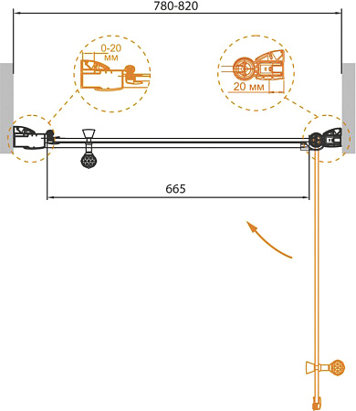 Душевая дверь в нишу Cezares Giubileo B 11 80 CP Cr R