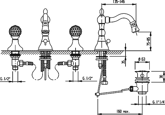 Смеситель Cezares Atlantis ATLANTIS-BBS2-02-Sw для биде