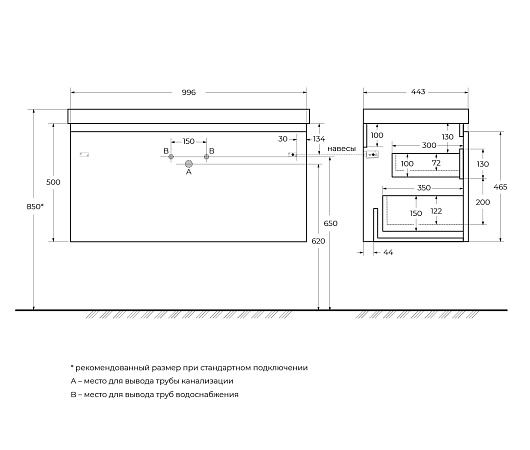 Тумба под раковину Cezares Giubileo 99.6 GIUBILEO-N-100-1C-SO-TIT-P титан