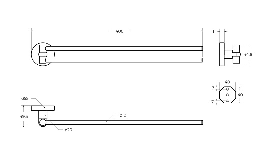 Полотенцедержатель двойной Cezares Relax RELAX-THD-S-NOP черный матовый
