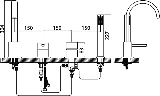 Смеситель Cezares Over OVER-BVD-01-Cr С ВНУТРЕННЕЙ ЧАСТЬЮ