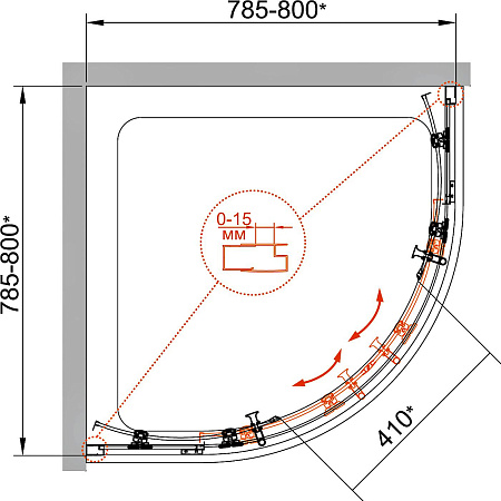 Душевой уголок Cezares ECO-O-R-2-80-C-Cr стекло прозрачное