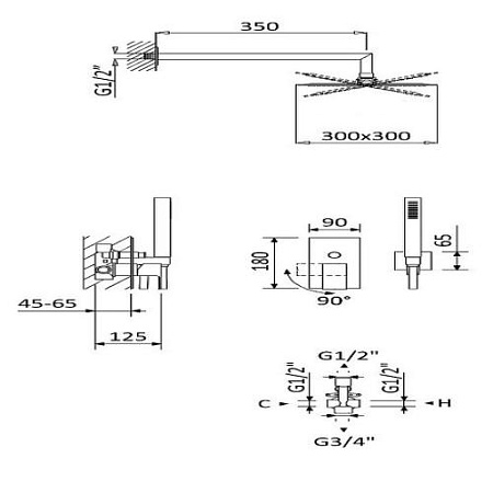 Душевая система Cezares Porta PORTA-DSIPQ-30-SS sunset