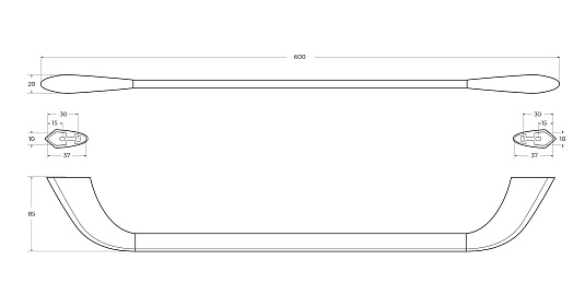 Полотенцедержатель Cezares Liner LINER-TH-60-GM оружейная сталь