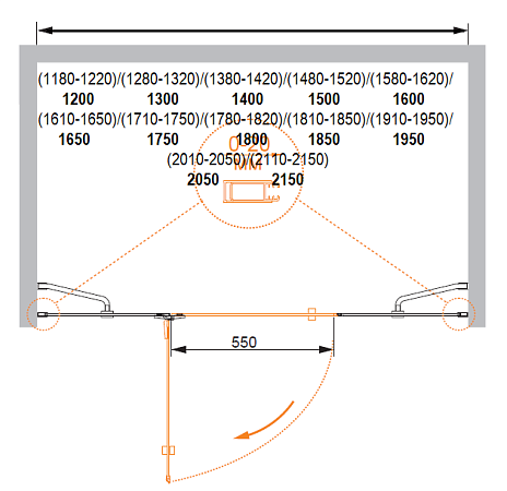 Душевая дверь Cezares BERGAMO-W-B-13-90+60/40-C-Cr-L левая, хром, стекло прозрачное