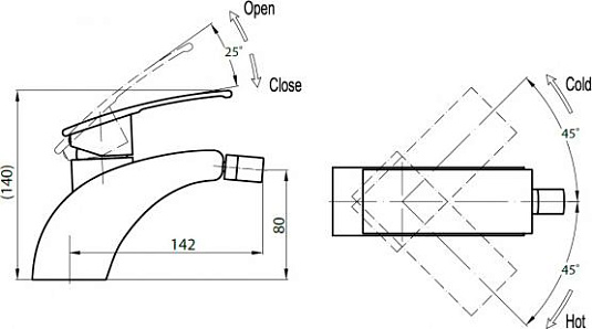 Смеситель Cezares Turbolenza C BS 01 W0 для биде без донного клапана