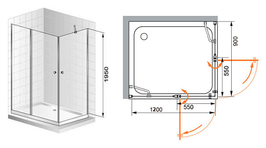 Душевой уголок Cezares Elena AH2 120/90 C Cr